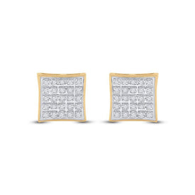 10kt Yellow Gold Men's Round Diamond Kite Square Earrings 1/6 Cttw | Dazzling Geometric Diamond Studs - Splendid Jewellery
