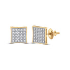 10kt Yellow Gold Men's Round Diamond Kite Square Earrings 1/6 Cttw | Dazzling Geometric Diamond Studs - Splendid Jewellery