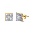 10kt Yellow Gold Men's Round Diamond Kite Square Earrings 1/6 Cttw | Dazzling Geometric Diamond Studs - Splendid Jewellery