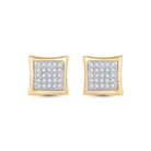 10kt Yellow Gold Men's Round Diamond Kite Square Earrings 1/6 Cttw | Dazzling Golden Diamond Studs for Men - Splendid Jewellery