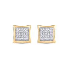 Load image into Gallery viewer, 10kt Yellow Gold Men's Round Diamond Kite Square Earrings 1/6 Cttw | Dazzling Golden Diamond Studs for Men - Splendid Jewellery