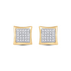 10kt Yellow Gold Men's Round Diamond Kite Square Earrings 1/6 Cttw | Dazzling Golden Diamond Studs for Men - Splendid Jewellery