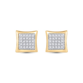10kt Yellow Gold Men's Round Diamond Kite Square Earrings 1/6 Cttw | Dazzling Golden Diamond Studs for Men - Splendid Jewellery