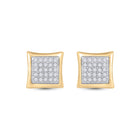 10kt Yellow Gold Men's Round Diamond Kite Square Earrings 1/6 Cttw | Dazzling Golden Diamond Studs for Men product  Top View from Splendid Jewellery