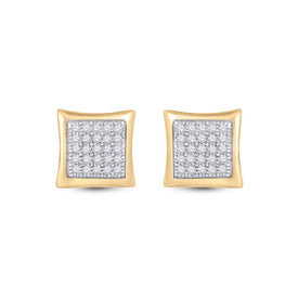 10kt Yellow Gold Men's Round Diamond Kite Square Earrings 1/6 Cttw | Dazzling Golden Diamond Studs for Men product  Top View from Splendid Jewellery