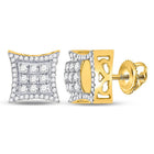 10kt Yellow Gold Men's Round Diamond Kite Square Earrings 5/8 Cttw | Exquisite Diamond Jewelry - Splendid Jewellery