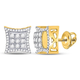 10kt Yellow Gold Men's Round Diamond Kite Square Earrings 5/8 Cttw | Exquisite Diamond Jewelry - Splendid Jewellery