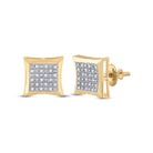 10kt Yellow Gold Men's Round Diamond Kite Square Earrings - Dazzling Brilliance - Splendid Jewellery