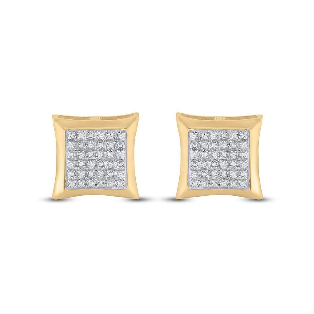 10kt Yellow Gold Men's Round Diamond Kite Square Earrings - Dazzling Brilliance - Splendid Jewellery