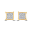 10kt Yellow Gold Men's Round Diamond Kite Square Earrings - Dazzling Brilliance - Splendid Jewellery