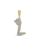 10kt Yellow Gold Men's Round Diamond L Crown Letter Charm Pendant 1 Cttw | Splendid Jewellery - Splendid Jewellery
