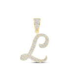 10kt Yellow Gold Men's Round Diamond L Initial Letter Charm Pendant - 7/8 Cttw | Splendid Jewellery - Splendid Jewellery