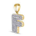 10kt Yellow Gold Men's Round Diamond Letter F Bubble Initial Charm Pendant 1/2 Cttw - A Dazzling Statement of Personal Style - Splendid Jewellery
