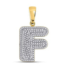 10kt Yellow Gold Men's Round Diamond Letter F Bubble Initial Charm Pendant 1/2 Cttw - A Dazzling Statement of Personal Style - Splendid Jewellery