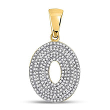 Load image into Gallery viewer, 10kt Yellow Gold Men's Round Diamond Letter O Bubble Initial Charm Pendant 5/8 Cttw | Splendid Jewellery - Splendid Jewellery