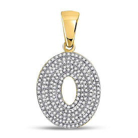10kt Yellow Gold Men's Round Diamond Letter O Bubble Initial Charm Pendant 5/8 Cttw | Splendid Jewellery - Splendid Jewellery
