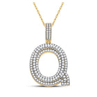 10kt Yellow Gold Men's Round Diamond Letter Q Charm Pendant - 1 - 7/8 Cttw - Splendid Jewellery
