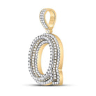 10kt Yellow Gold Men's Round Diamond Letter Q Charm Pendant - 1 - 7/8 Cttw - Splendid Jewellery