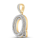 10kt Yellow Gold Men's Round Diamond Letter Q Charm Pendant - 1 - 7/8 Cttw - Splendid Jewellery
