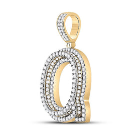 10kt Yellow Gold Men's Round Diamond Letter Q Charm Pendant - 1 - 7/8 Cttw - Splendid Jewellery