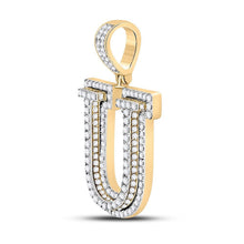 Load image into Gallery viewer, 10kt Yellow Gold Men's Round Diamond Letter U Charm Pendant - 1 - 7/8 Cttw | Splendid Jewellery - Splendid Jewellery