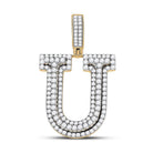 10kt Yellow Gold Men's Round Diamond Letter U Charm Pendant - 1 - 7/8 Cttw | Splendid Jewellery - Splendid Jewellery