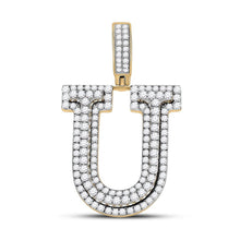 Load image into Gallery viewer, 10kt Yellow Gold Men's Round Diamond Letter U Charm Pendant - 1 - 7/8 Cttw | Splendid Jewellery - Splendid Jewellery