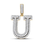 10kt Yellow Gold Men's Round Diamond Letter U Charm Pendant - 1 - 7/8 Cttw | Splendid Jewellery - Splendid Jewellery