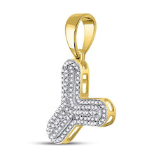 Load image into Gallery viewer, 10kt Yellow Gold Men&#39;s Round Diamond Letter Y Bubble Charm Pendant - Captivating Sparkle  Side View from Splendid Jewellery