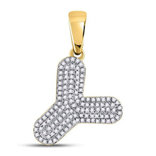 Load image into Gallery viewer, 10kt Yellow Gold Men&#39;s Round Diamond Letter Y Bubble Charm Pendant - Captivating Sparkle  Top View from Splendid Jewellery