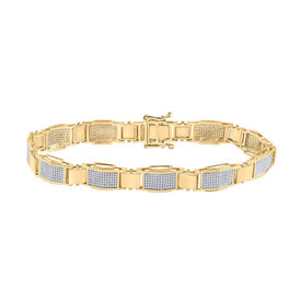 10kt Yellow Gold Men's Round Diamond Link Bracelet - 1.5 Ct.t.w. - Splendid Jewellery