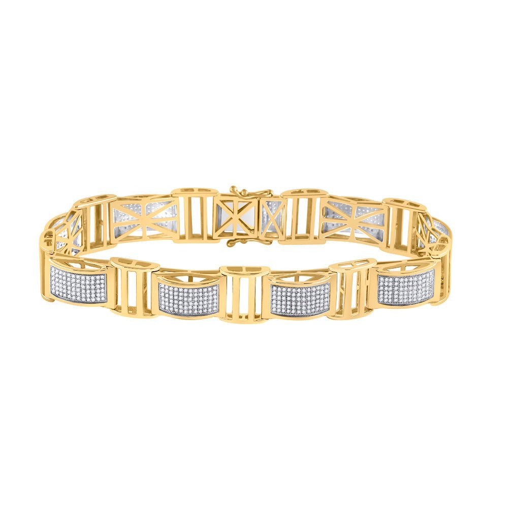 10kt Yellow Gold Men's Round Diamond Link Bracelet - 2 Cttw | Splendid Jewellery Collection - Splendid Jewellery