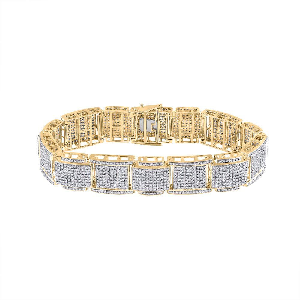 10kt Yellow Gold Men's Round Diamond Link Bracelet - A Dazzling Statement Piece - Splendid Jewellery