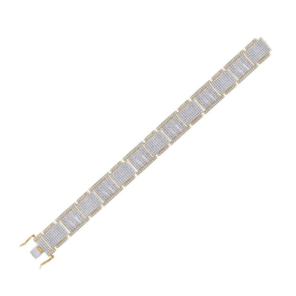 10kt Yellow Gold Men's Round Diamond Link Bracelet - A Dazzling Statement Piece - Splendid Jewellery