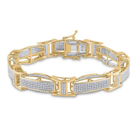 10kt Yellow Gold Men's Round Diamond Link Bracelet - A Stunning Statement Piece - Splendid Jewellery