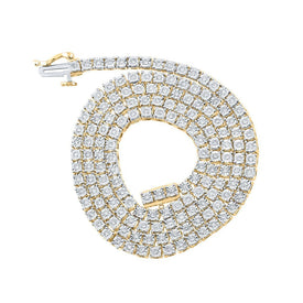 10kt Yellow Gold Men's Round Diamond Link Chain Necklace - 1 Cttw - Splendid Jewellery