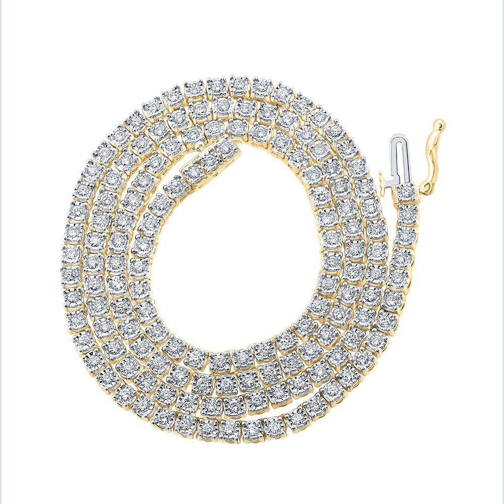 10kt Yellow Gold Men's Round Diamond Link Chain Necklace - 2 - 3/4 Cttw - Splendid Jewellery