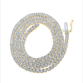 10kt Yellow Gold Men's Round Diamond Link Chain Necklace - 2 - 3/4 Cttw - Splendid Jewellery