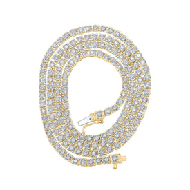 10kt Yellow Gold Men's Round Diamond Link Chain Necklace - 2 - 7/8 Ct.t.w. - Splendid Jewellery