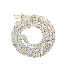 10kt Yellow Gold Men's Round Diamond Link Chain Necklace - 2 Cttw - Splendid Jewellery