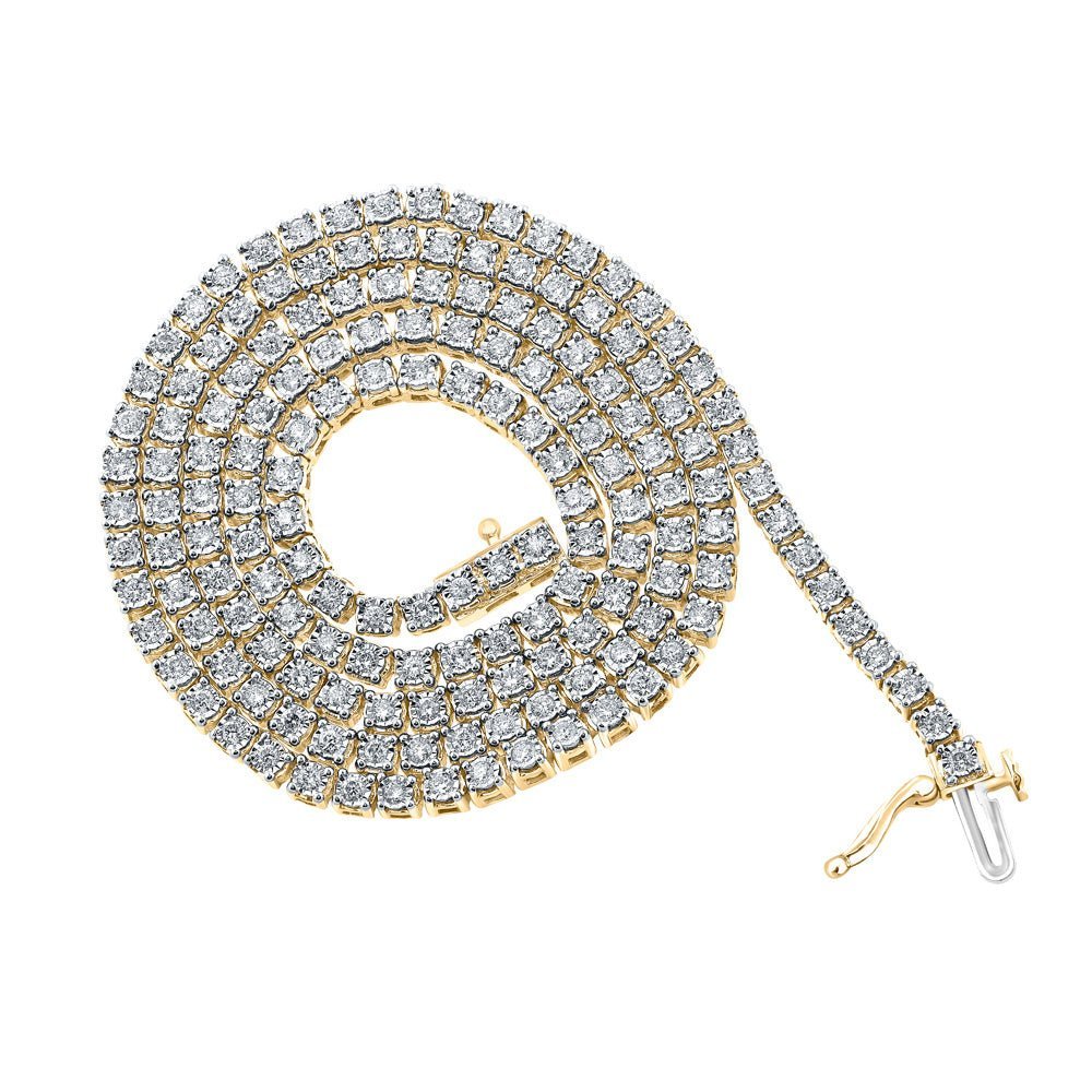 10kt Yellow Gold Men's Round Diamond Link Chain Necklace - 3 Cttw - 20 - inch Length - Splendid Jewellery