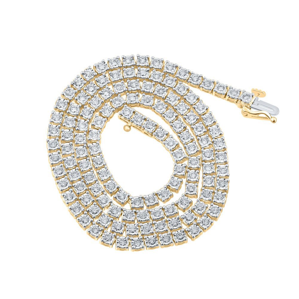 10kt Yellow Gold Men's Round Diamond Link Chain Necklace - 3.5 Ct.t.w. - Splendid Jewellery