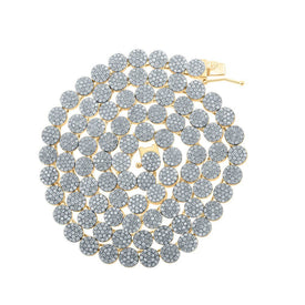 10kt Yellow Gold Mens Round Diamond Link Chain Necklace - Exquisite Brilliance - Splendid Jewellery