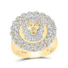 10kt Yellow Gold Men's Round Diamond Lion Cuban Link Circle Ring 7/8 Cttw | Majestic Men's Jewelry - Splendid Jewellery