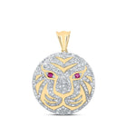 10kt Yellow Gold Men's Round Diamond Lion Face Circle Charm Pendant - 1 Cttw | Splendid Jewellery - Splendid Jewellery