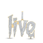 10kt Yellow Gold Men's Round Diamond LIVE Drip Phrase Charm Pendant - 2 - 3/8 Cttw | Splendid Jewellery - Splendid Jewellery