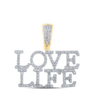 10kt Yellow Gold Men's Round Diamond Love Life Charm Pendant 1/2 Cttw - Splendid Jewellery