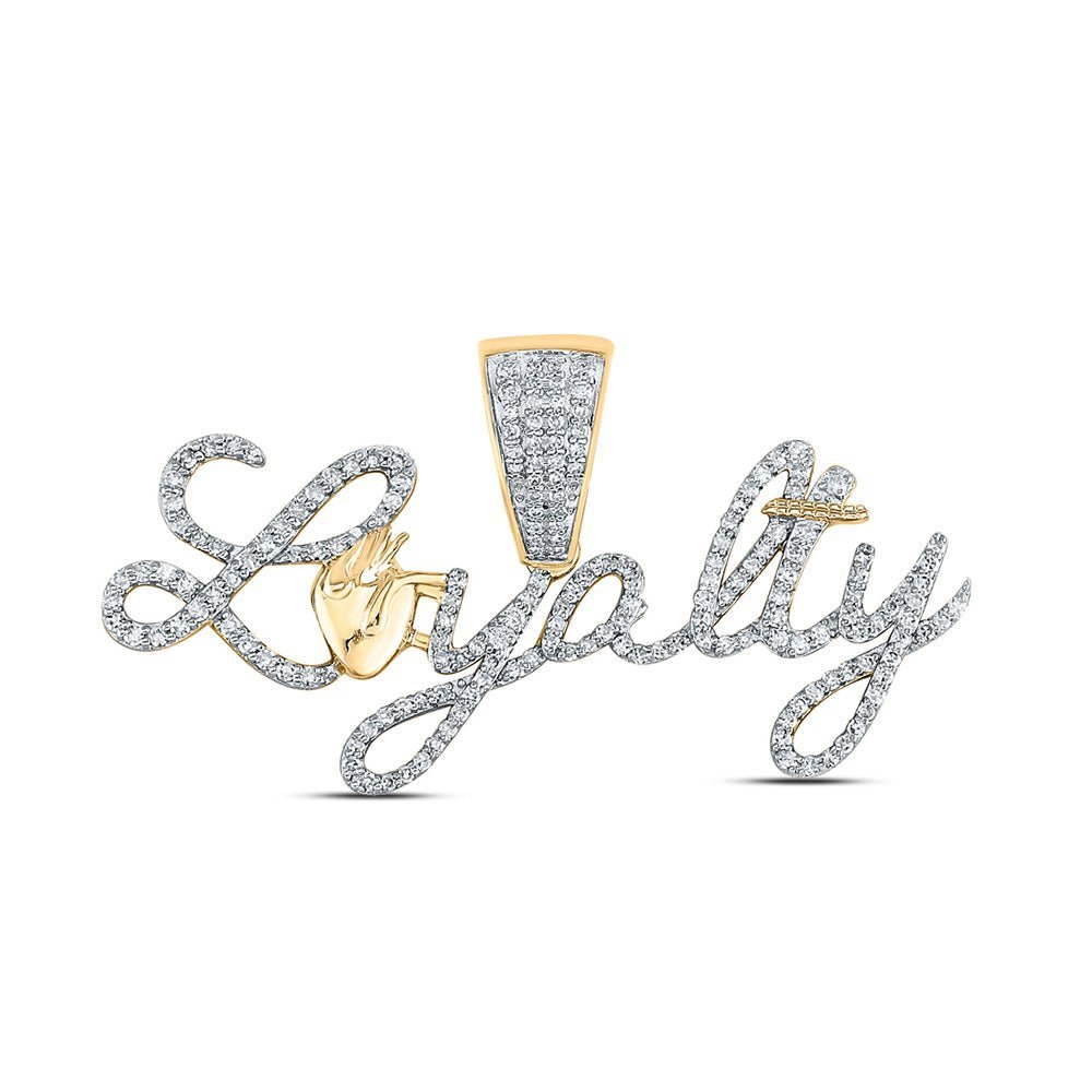 10kt Yellow Gold Men's Round Diamond Loyalty Charm Pendant - 1 Cttw - Splendid Jewellery