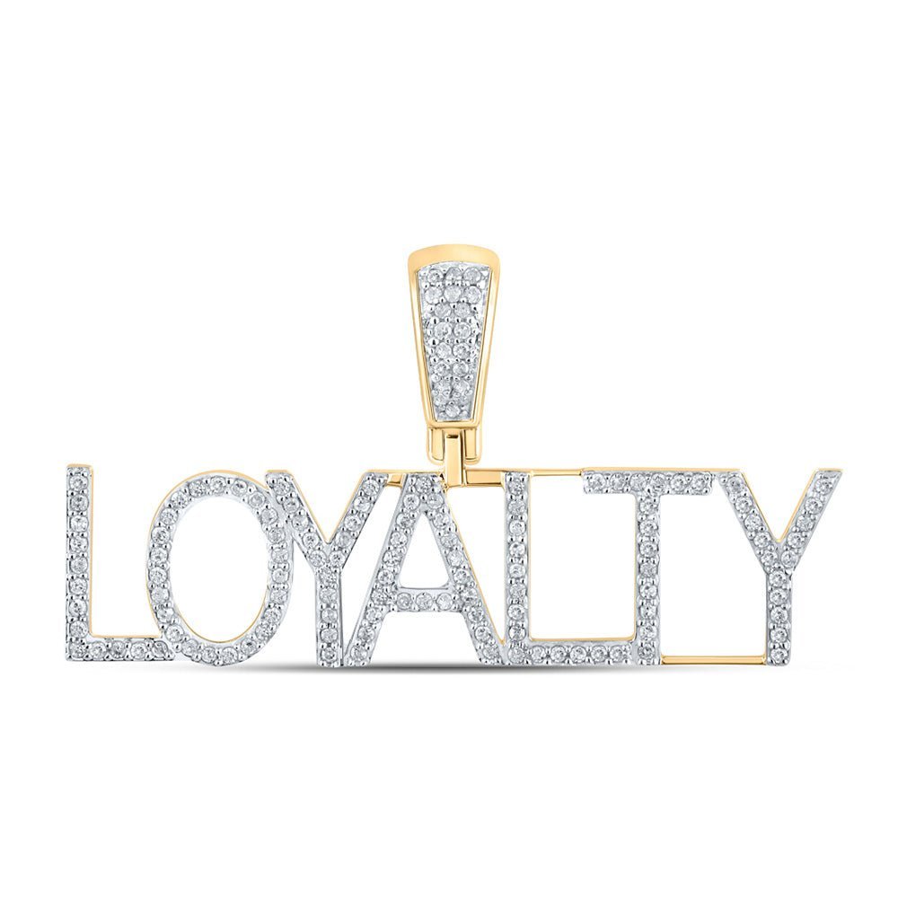 10kt Yellow Gold Men's Round Diamond Loyalty Charm Pendant 1/3 Cttw - Exquisite Masculine Elegance - Splendid Jewellery