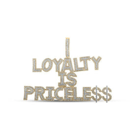 10kt Yellow Gold Men's Round Diamond Loyalty Priceless Charm Pendant - 2 - 7/8 Cttw | Splendid Jewellery - Splendid Jewellery